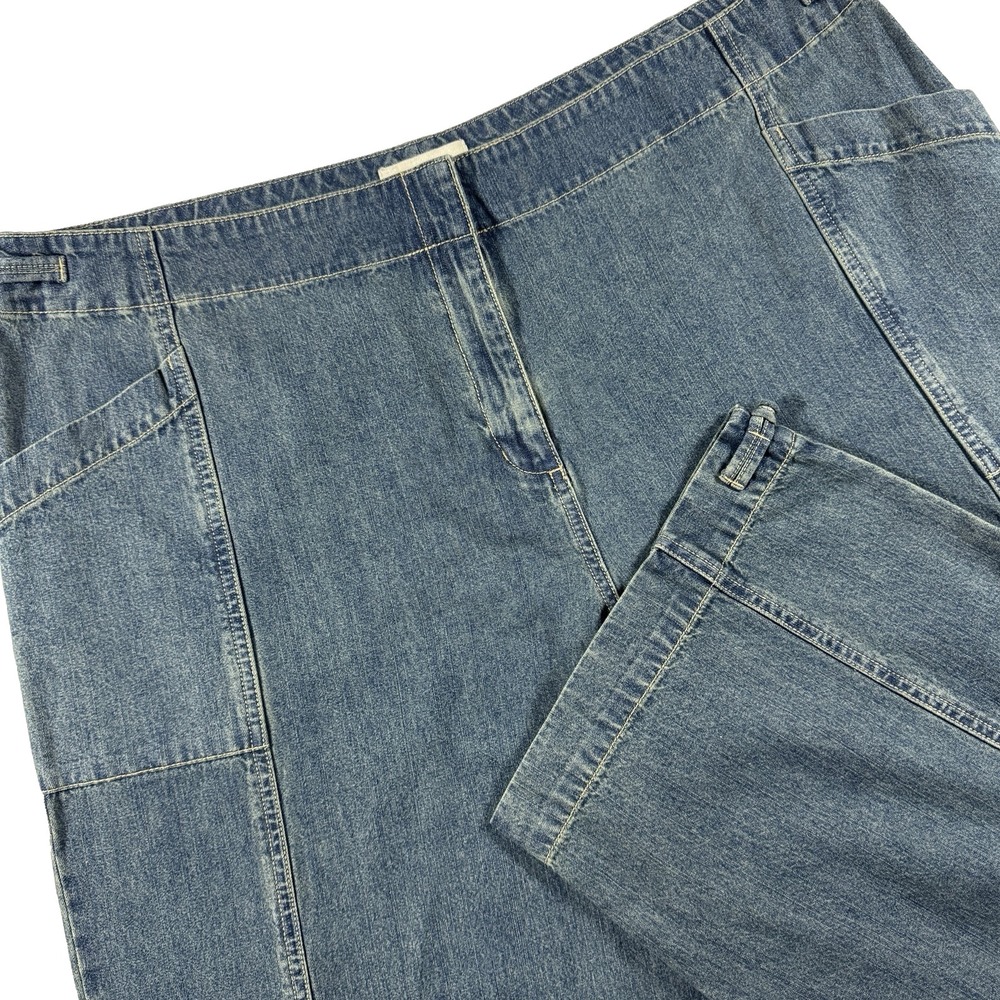 J Jill Out of the Blue Cargo Capri‎ Jeans Women 20 Blue Wide Leg Utility Cropped